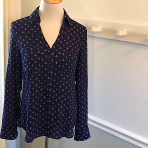Express Portofino Navy Anchor Blouse XS